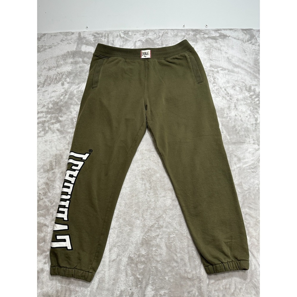 Vintage Everlast Sweatpants Men's Size Large Green Leg Spellout Patch Drawstring